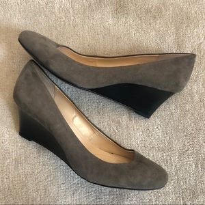 Calvin Klein Yanna Wedge Heels Gray Suede 13 NEW